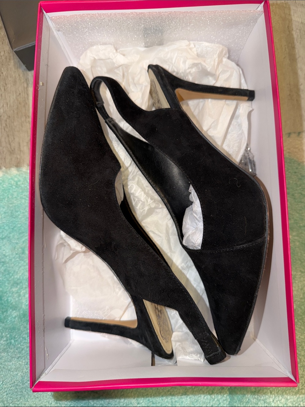 Vince Camuto Black Suede Alleema Slingback Pointed-Toe Pumps - Picture 10 of 10